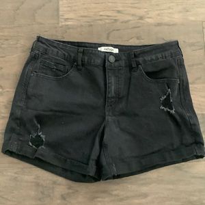 Refuge black distressed denim shorts